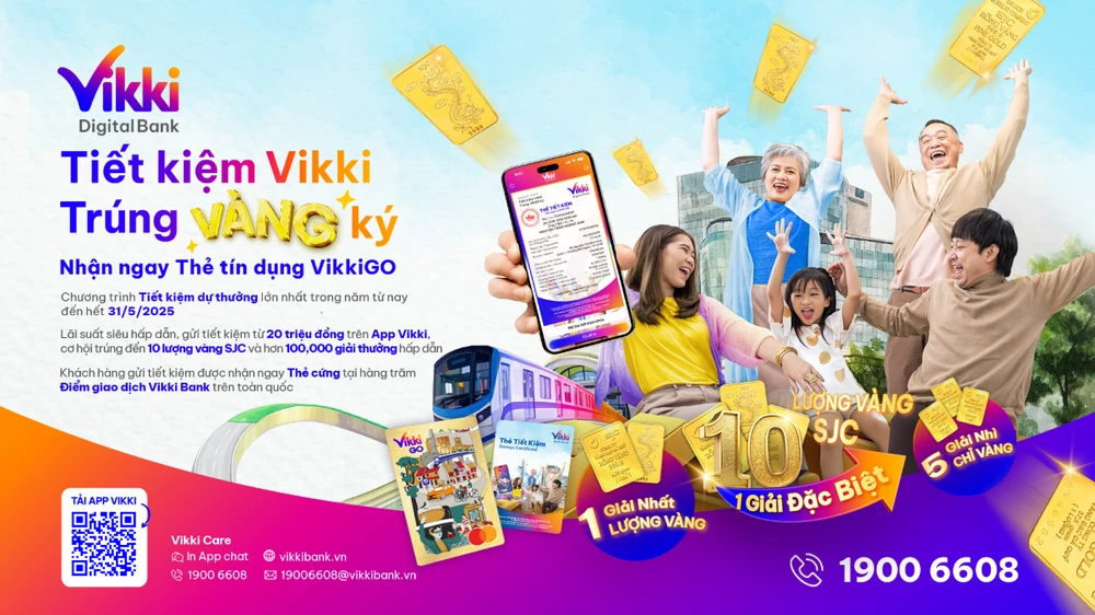 Chương trình Gửi tiết kiệm hấp dẫn nhất thị trường “Tiết kiệm Vikki, Trúng Vàng Ký”. Tiết kiệm Vikki - Trúng VÀNG ký.png
