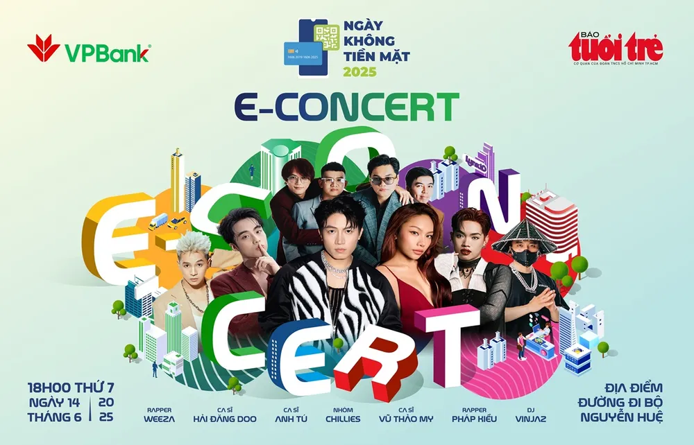 Đêm nhạc VPBank E-Concert “Ngày không tiền mặt 2025” sẽ diễn ra lúc 19 giờ ngày 14-6. moi-ghe-tham-gian-hang-vpbank-cashless-city-de-rinh-qua-xin-ve-concert-cuc-hot-2.jpg