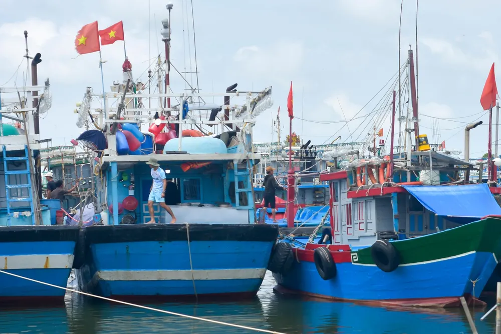 Những ngư dân rất khẩn trương hoàn thành các công đoạn neo đậu, gia cố tàu thuyền.