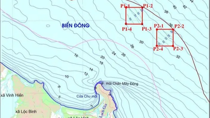2 khu vực được phê duyệt nhận chìm chất nạo vét ở phía đông mũi Chân Mây Đông. 2 khu vực được phê duyệt nhận chìm chất nạo vét ở phía đông mũi Chân Mây Đông.
