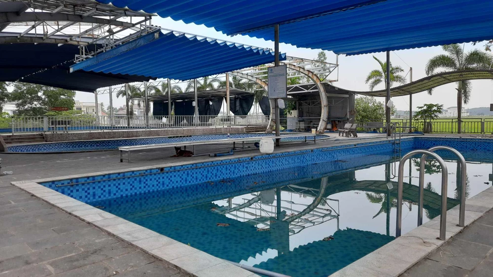 Hồ bơi nơi xảy ra sự việc. Ảnh: NV Học sinh đuối nước