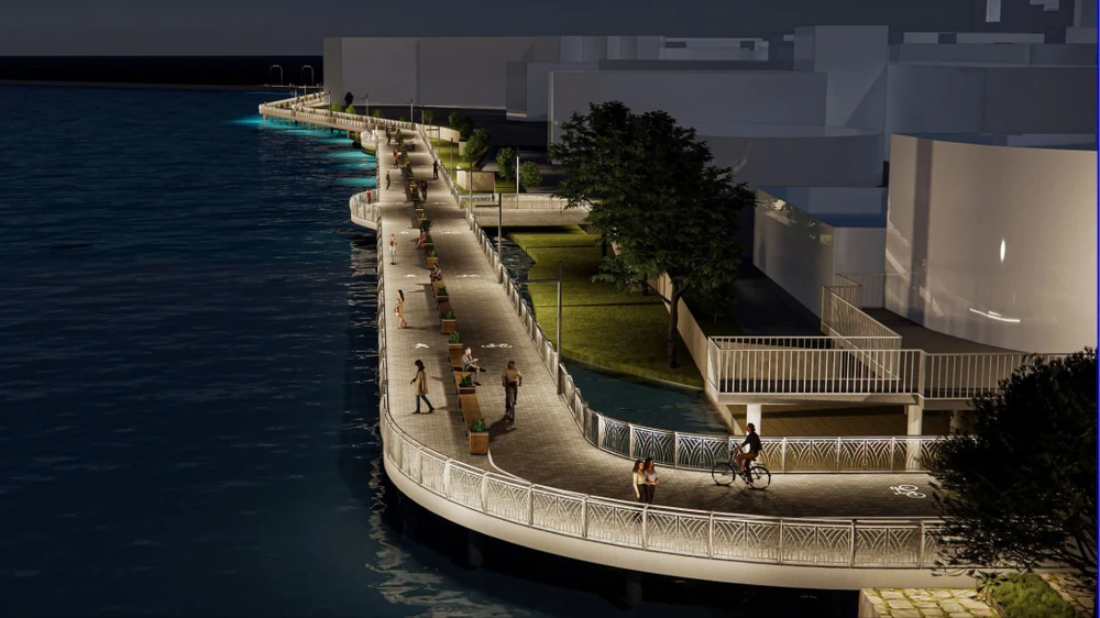 đường đi bộ bên sông Hương