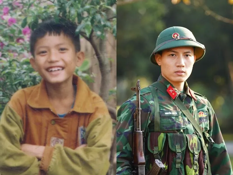 Ca sĩ Anh Tú cũng gia nhập trào lưu ngược dòng quá khứ qua những tấm hình thời “trẻ trâu”. Ảnh: Fanpage Sao nhập ngũ.