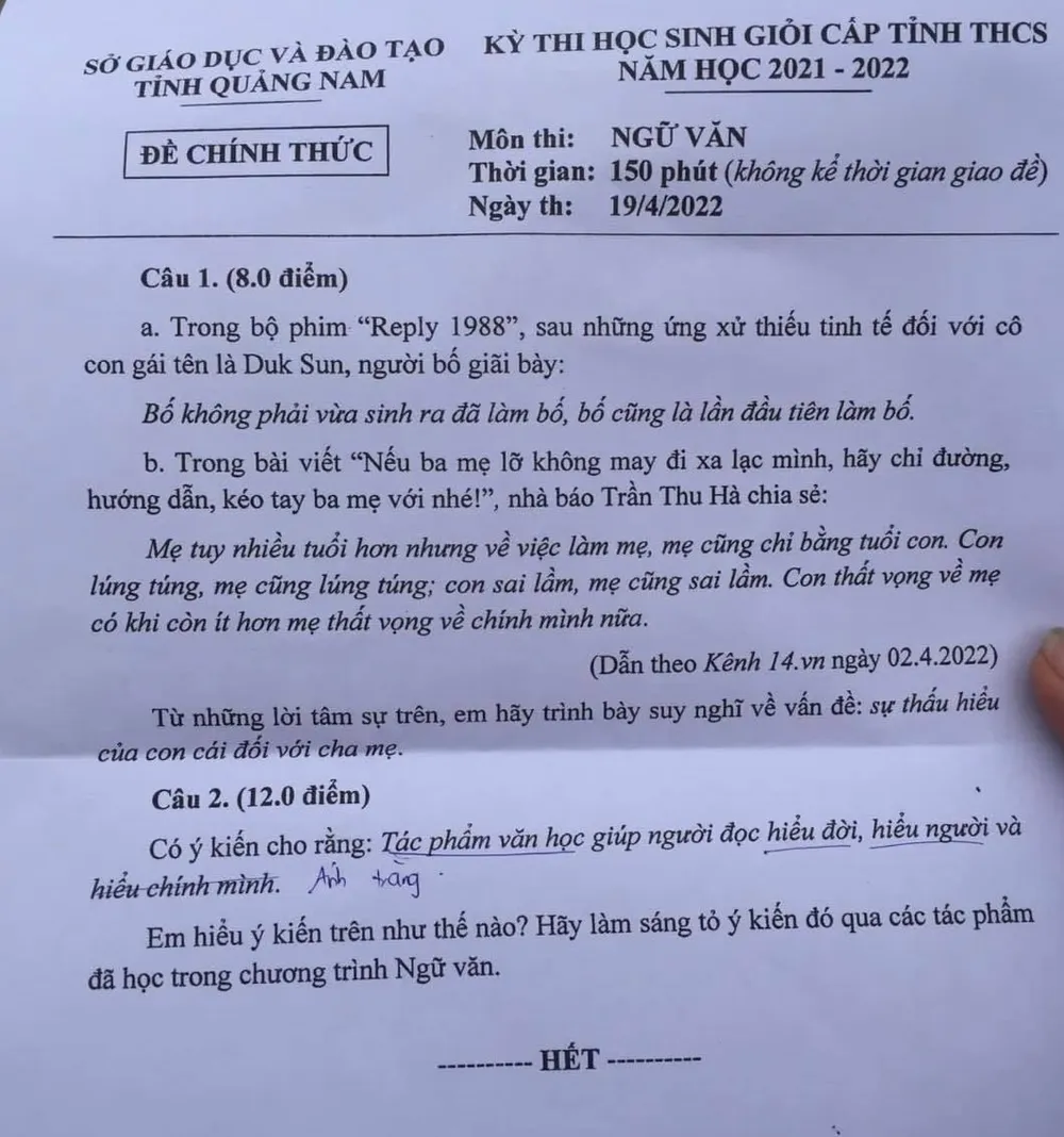 Nguyên văn đề thi HSG cấp THCS tỉnh Quảng Nam được quan tâm những ngày qua. Ảnh: NVCC. Nguyên văn đề thi HSG cấp THCS tỉnh Quảng Nam được quan tâm những ngày qua. Ảnh: NVCC.
