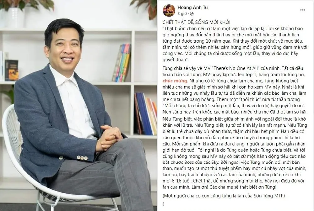 Chia sẻ của nhà báo Hoàng Anh Tú. Ảnh: FBNV.