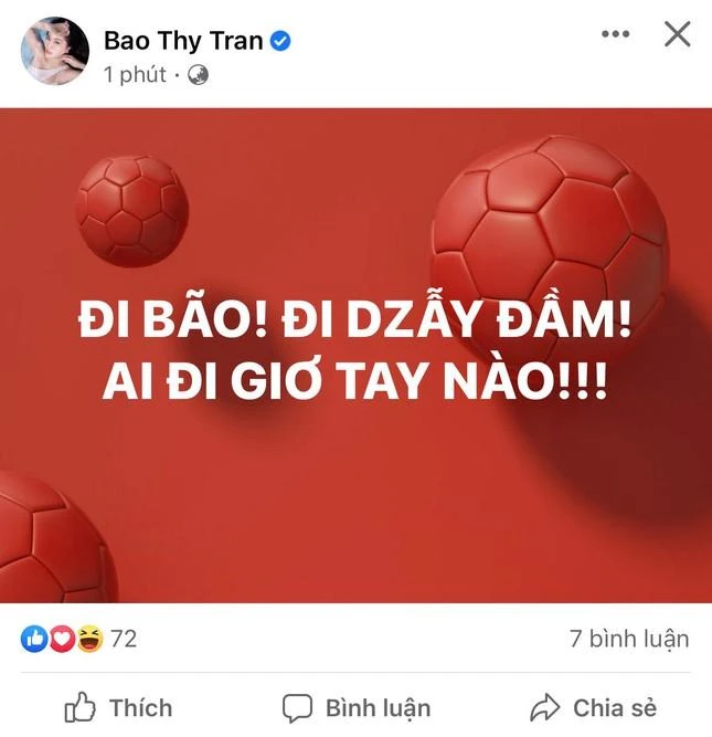 Trà My Idol và Bảo Thy kêu gọi mọi người "đi bão" sau chiến thắng của đội tuyển U23 Việt Nam. Ảnh: Chụp màn hình.