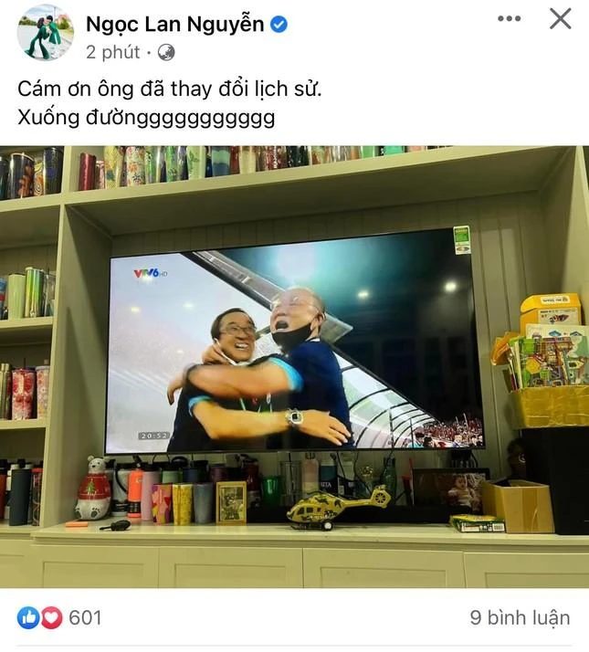 Diễn viên Ngọc Lan ăn mừng chiến thắng. Ảnh: Chụp màn hình.