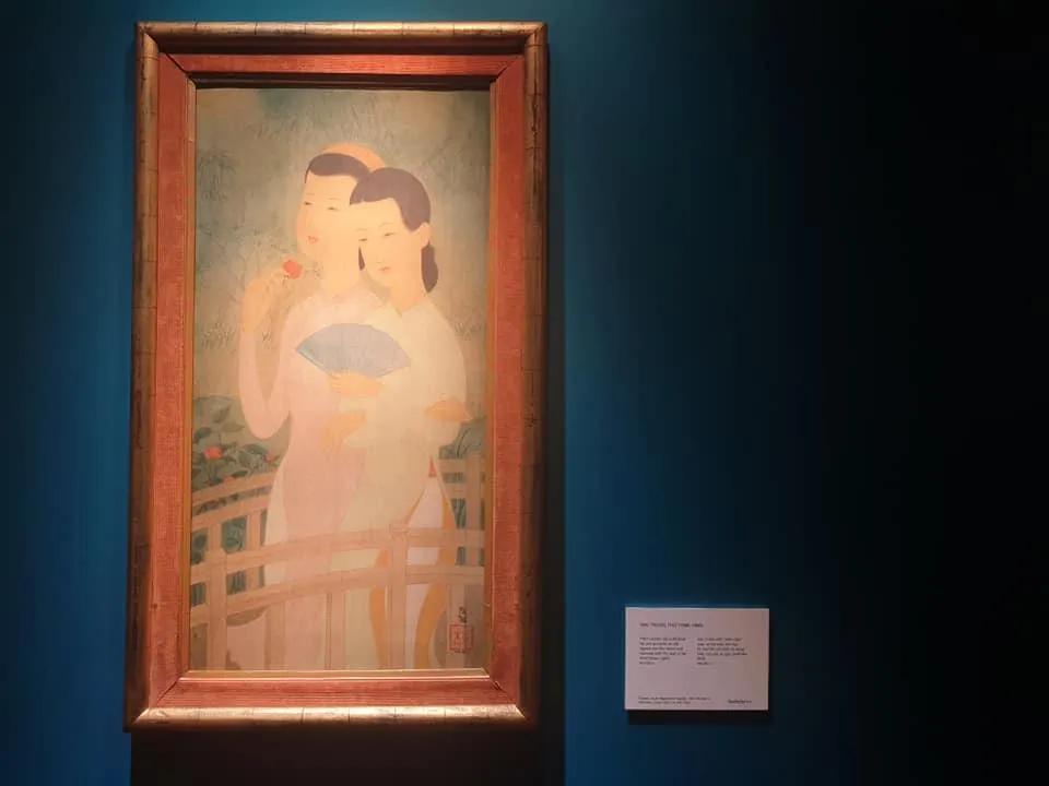 Tranh &quot;Hai thiếu nữ trên cầu&quot; của Mai Trung Thứ (1906 - 1980). Ảnh: VĂN HÀ.