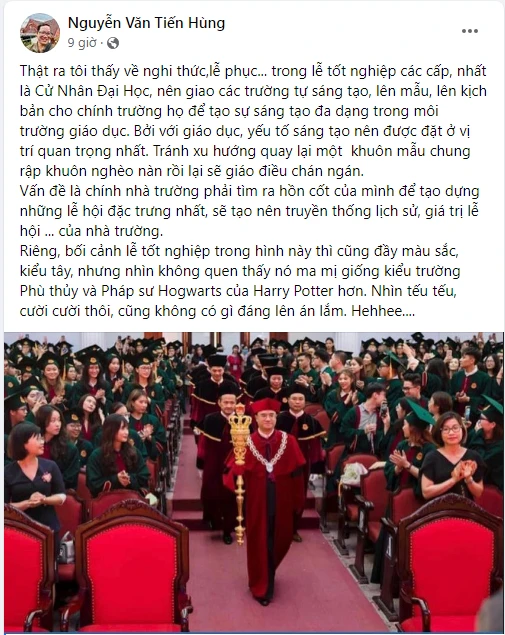 Bài chia sẻ của nhà báo Nguyễn Văn Tiến Hùng trên trang cá nhân. Ảnh: Chụp màn hình.