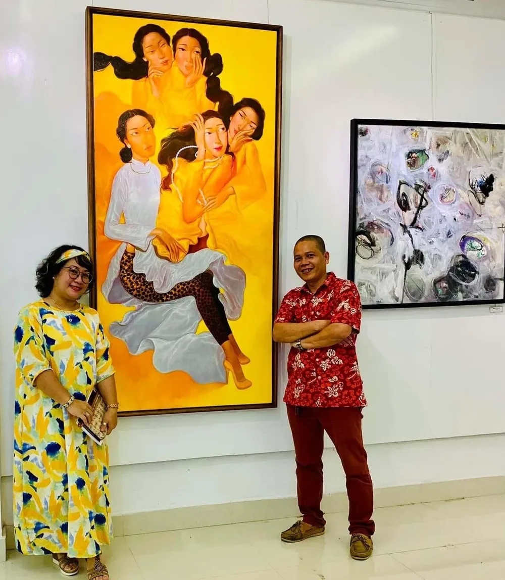 Vợ chồng hoạ sĩ Đặng Thị Thu An và Nguyễn Đức Huy.
