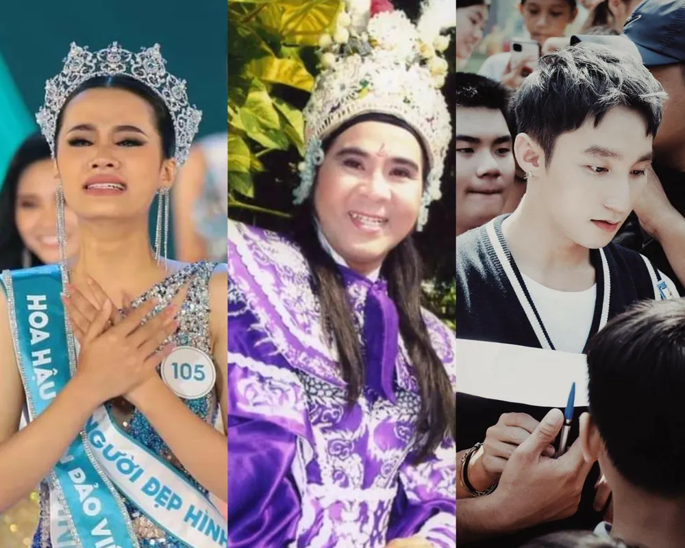 Từ trái sang: Hoa hậu Đinh Phương Như, nghệ sĩ Bạch Long và Sơn Tùng M-TP