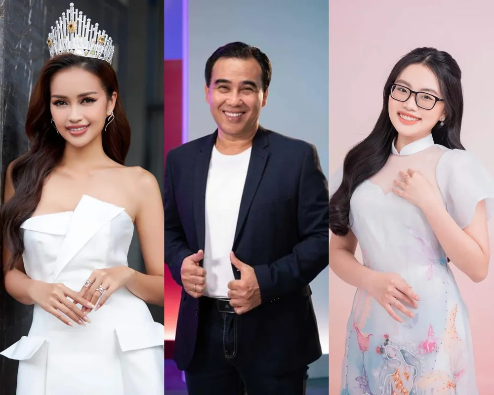 Từ trái sang: Hoa hậu Ngọc Châu, MC Quyền Linh và ca sĩ Phương Mỹ Chi. Ảnh: FBNV