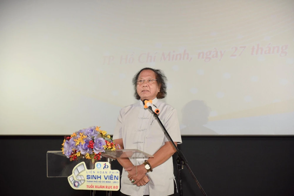 PGS.TS Đỗ Lệnh Hùng Tú - Chủ tịch Hội Điện ảnh Việt Nam phát biểu tại chương trình. Ảnh: H.N