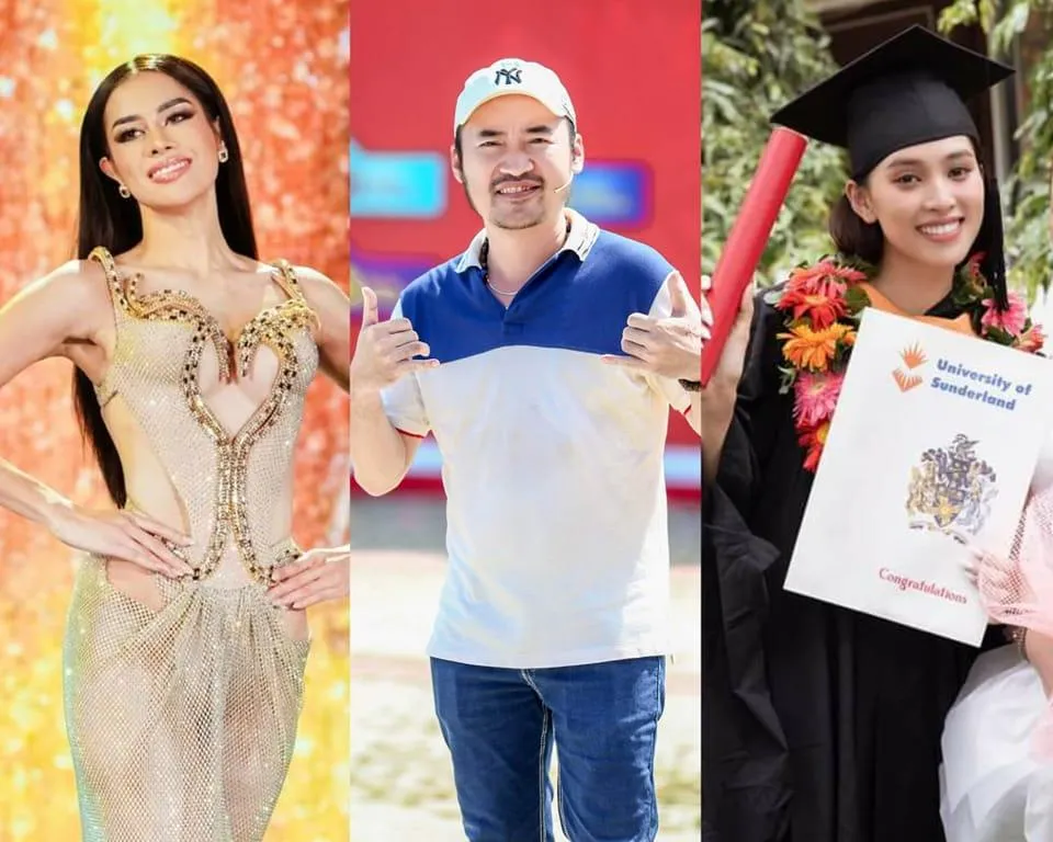 Từ trái sang: Roberta Angela Tamondong (Philippines), Tiến Luật và Hoa hậu Tiểu Vy. Ảnh: Miss Grand International, NSCC Từ trái sang: Roberta Angela Tamondong (Philippines), Tiến Luật và Hoa hậu Tiểu Vy. Ảnh: Miss Grand International, NSCC