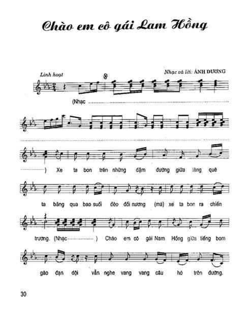 Ca khúc "Chào em cô gái Lam Hồng" của nhạc sĩ Ánh Dương. Ảnh: TL Ca khúc "Chào em cô gái Lam Hồng" của nhạc sĩ Ánh Dương. Ảnh: TL