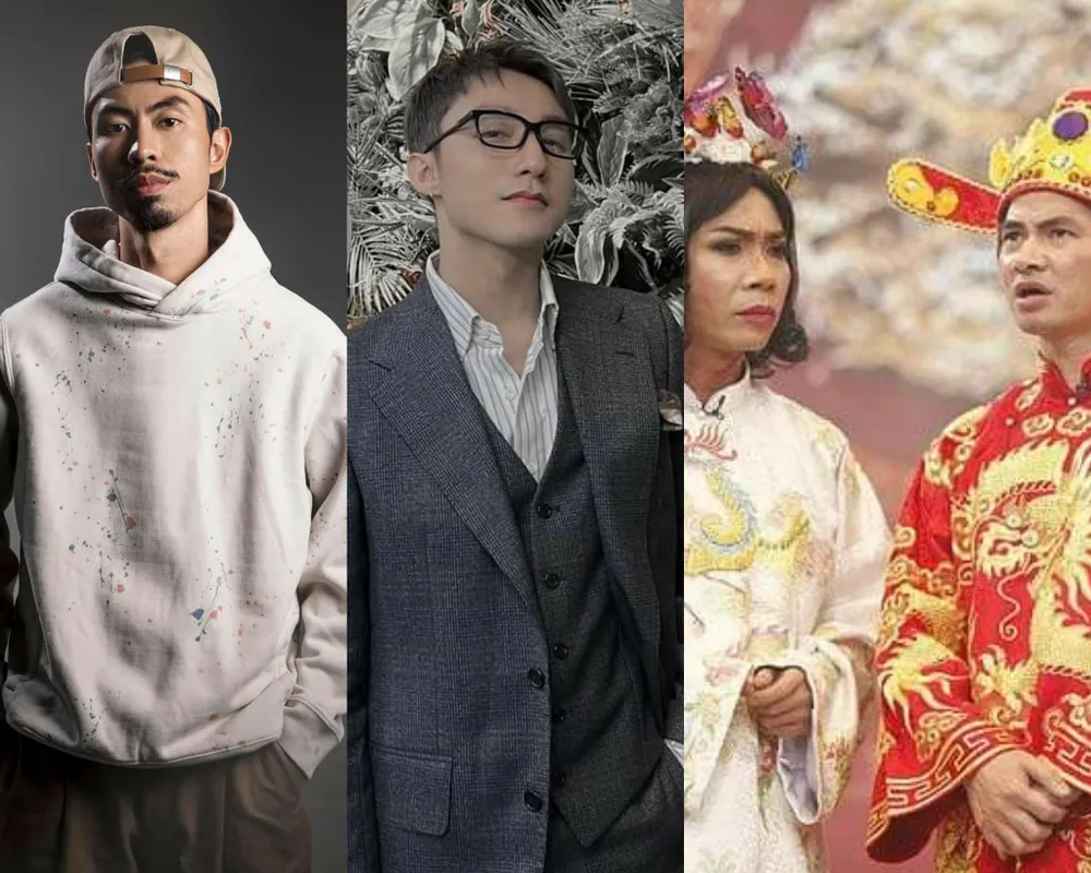 Từ trái sang: Đen Vâu, Sơn Tùng M-TP và Công Lý, Xuân Bắc. Ảnh: FBNV, VTV