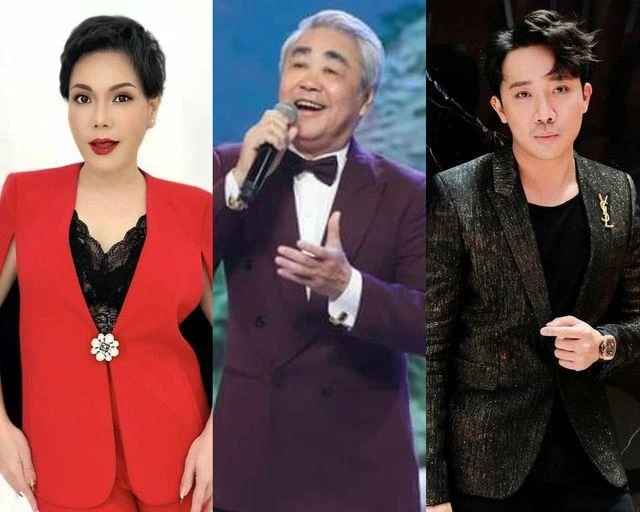 Từ trái sang: Việt Hương, NSND Quang Thọ và Trấn Thành. Ảnh: FBNV, TL