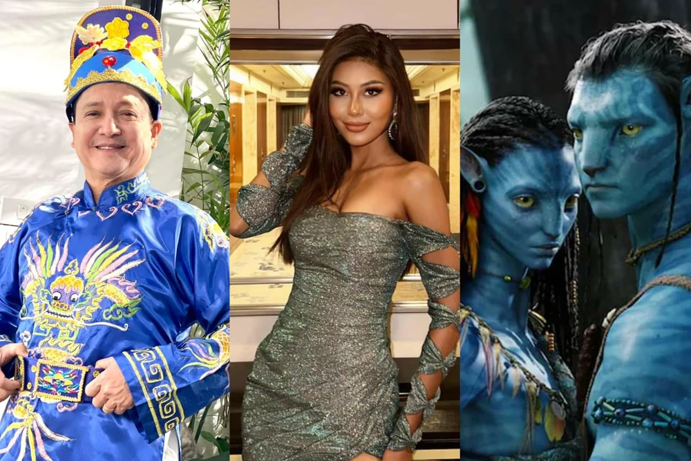 Từ trái sang: NSƯT Chí Trung, Á hậu Thạch thu Thảo và hình ảnh trong Avatar2. Ảnh: FBNV, TL