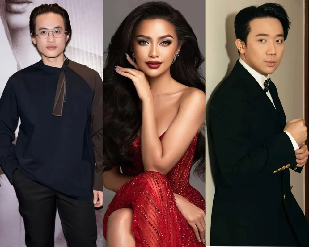 Từ trái sang: Ca sĩ Hà Anh Tuấn, Hoa hậu Ngọc Châu và MC Trấn Thành. Ảnh: FBNV