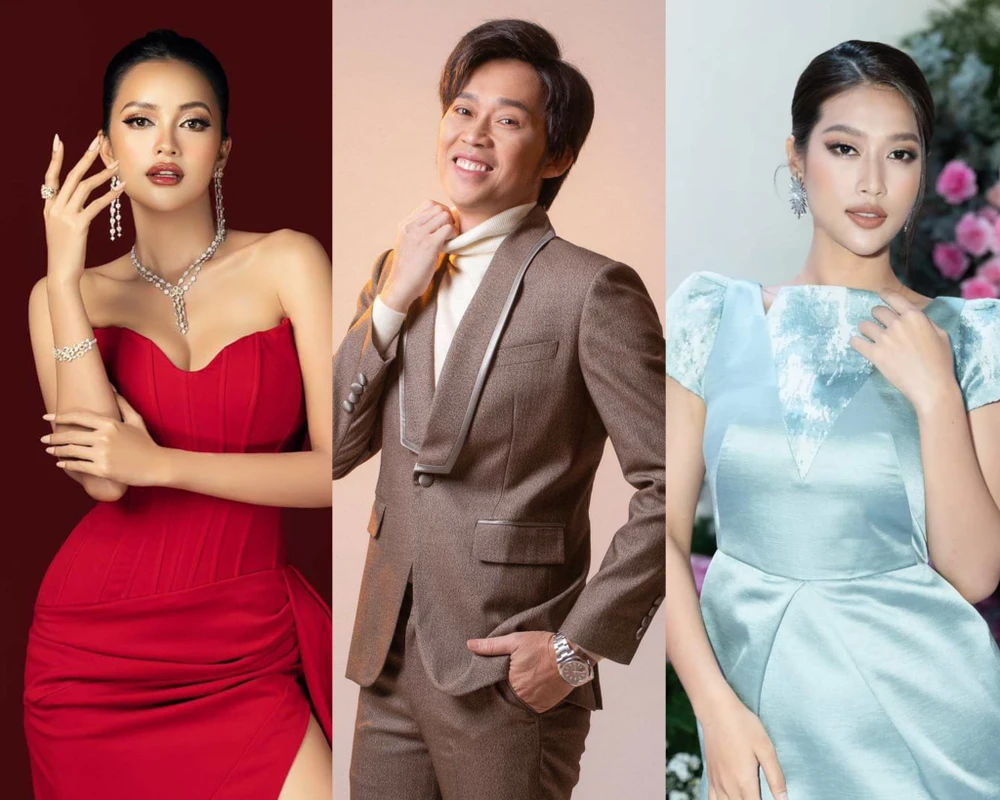 Từ trái sang: Hoa hậu Ngọc Châu, NS Hoài Linh và Hoa hậu Đoàn Thiên Ân. Ảnh: FBNV