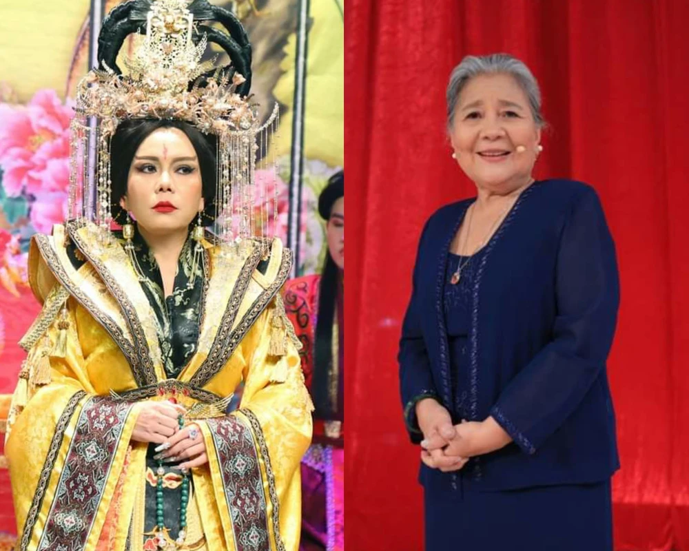 Nghệ sĩ Việt Hương và NSƯT Lê Thiện. Ảnh: NSCC