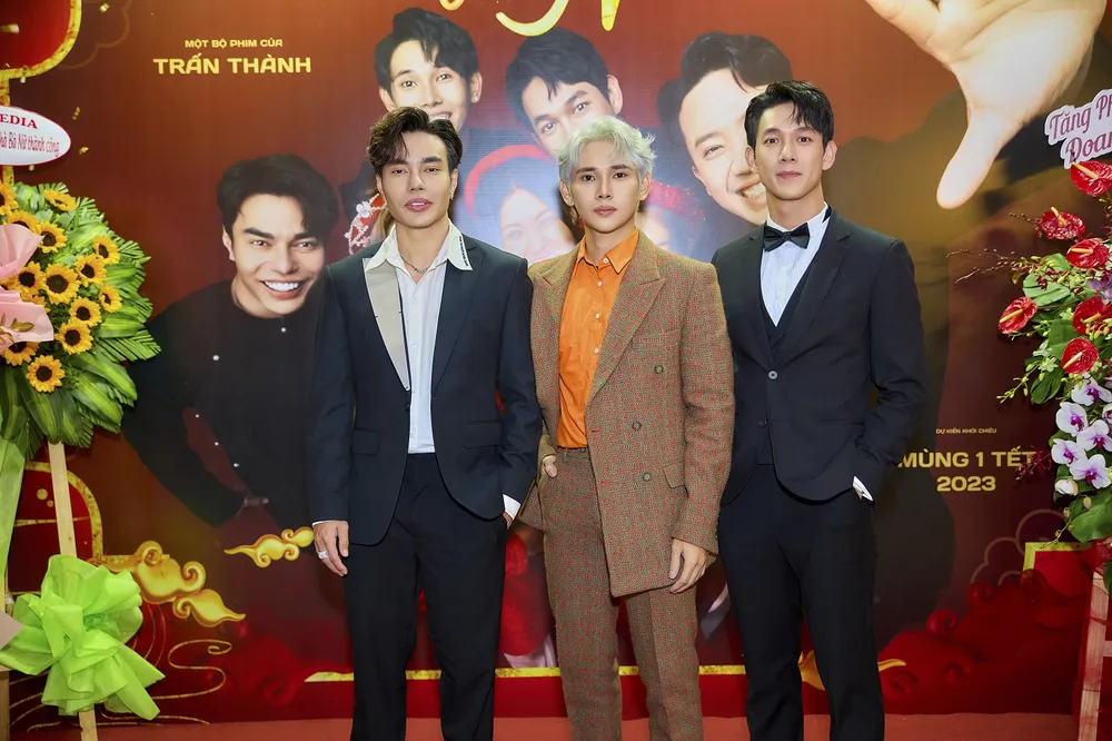 Lê Dương Bảo Lâm, Lý Hạo Mạnh Quỳnh và Song Luân trong buổi ra mắt phim. Ảnh: ĐPCC