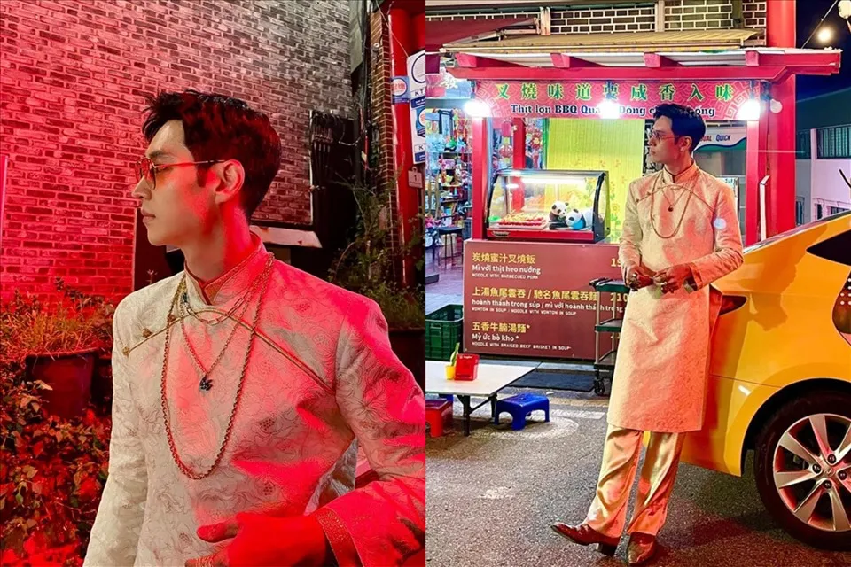 Hình ảnh nam diễn viên Lee Je Hoon mặc áo dài khiến fan thích thú. Ảnh: NSX