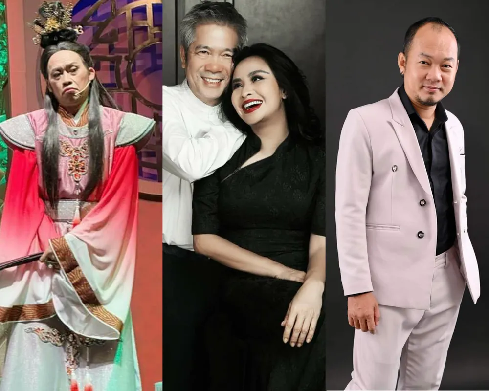 Từ trái sang: Nghệ sĩ Hoài Linh, Diva Thanh Lam và ông xã, Long Đẹp Trai. Ảnh: NVCC