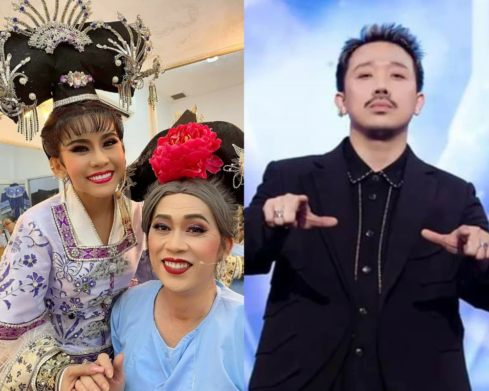 Từ trái sang: NS Bình Tinh, NSƯT Hoài Linh và Trấn Thành. Ảnh: NSCC