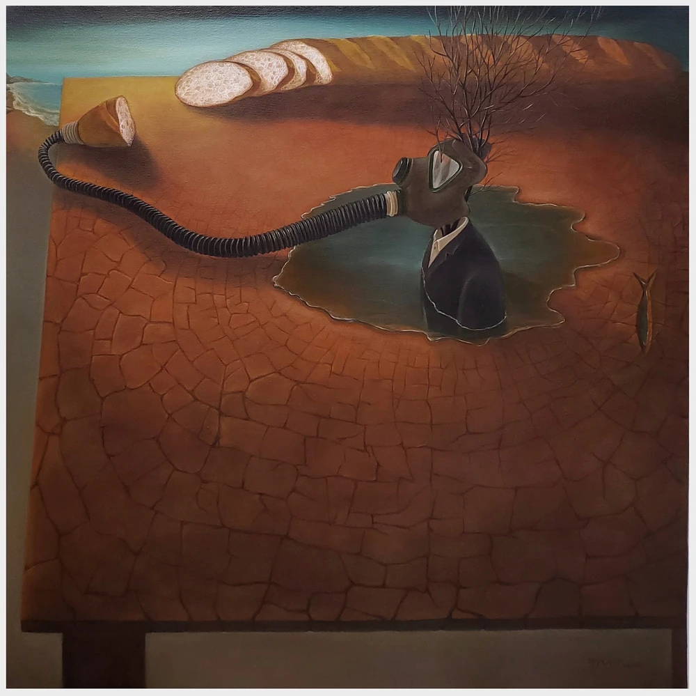 Họa sĩ Vũ Mười với tác phẩm "Diễn thuyết trên bàn đỏ" đặt ra những vấn đề đương đại cần suy ngẫm.