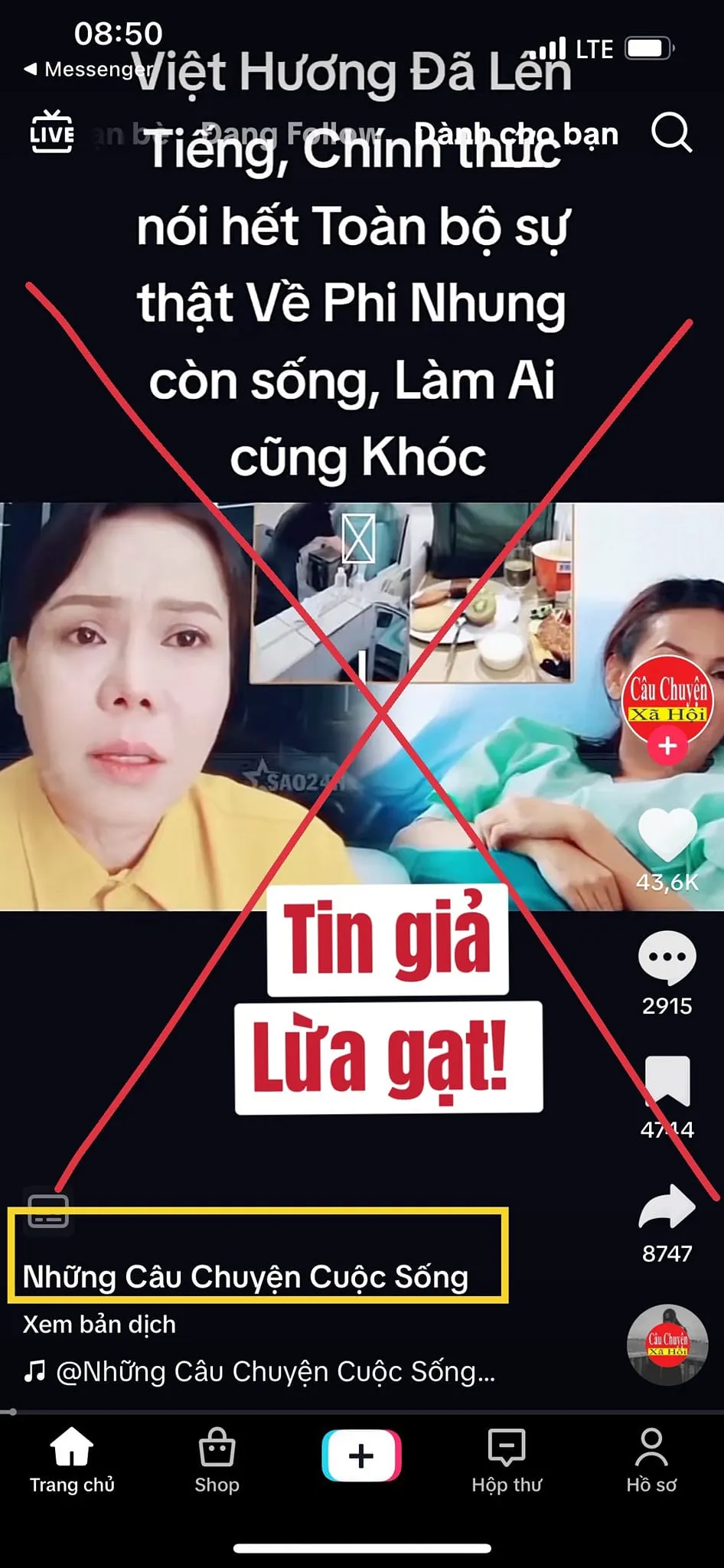 Việt Hương bức xúc khi các tin đồn nhảm về cái chết của ca sĩ Phi Nhung liên tục xuất hiện. Ảnh: FBNV