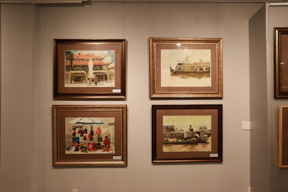 Hình ảnh miền Tây sông nước, cuộc sống thường nhật được anh đưa nhiều vào tranh của mình.