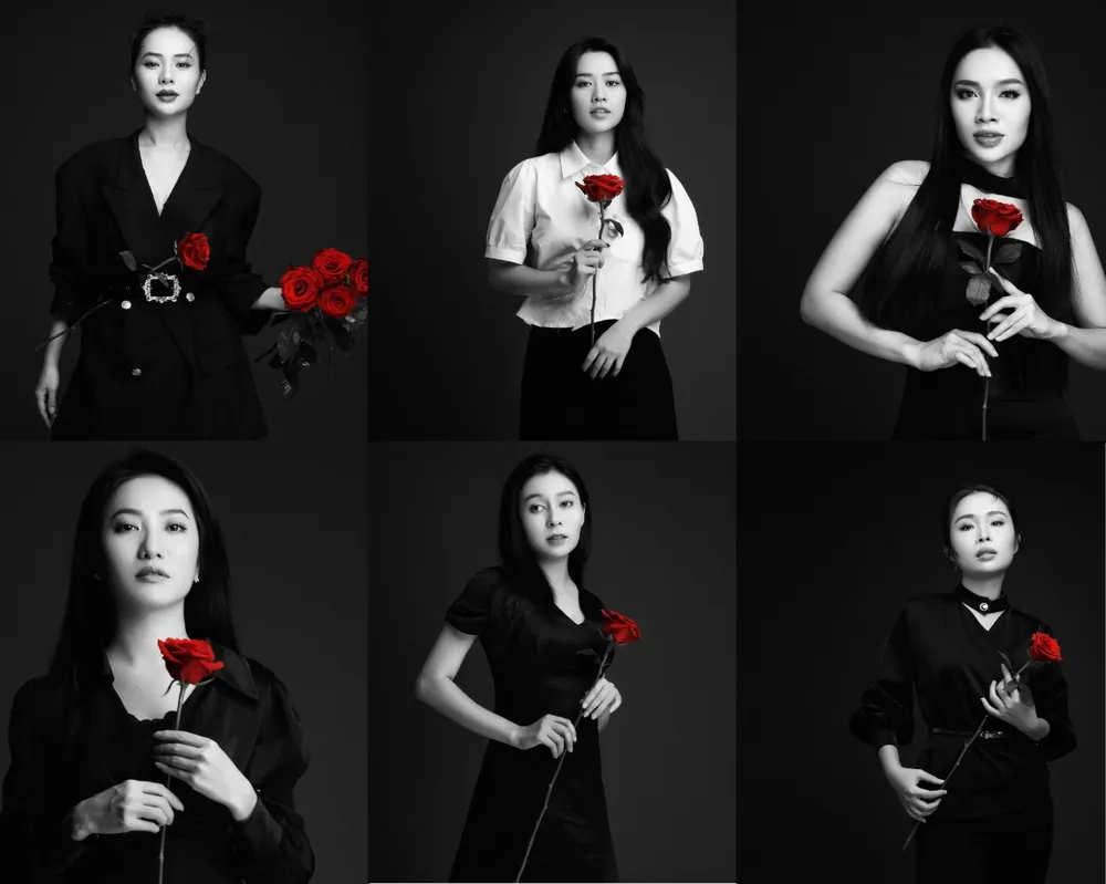 Dàn diễn viên trẻ về sân khấu Thiên Đăng của Thành Lộc gồm Ngọc Xuyên, Quyên Qui, Trang Tuyền, Xuân Phạm, Kiều Ngân (từ trái sang). Ảnh: Fanpage sân khấu Thiên Đăng