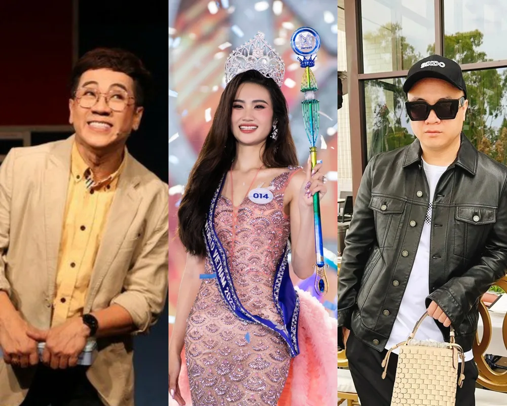 Từ trái sang: NSƯT Thành Lộc, Hoa hậu Ý Nhi và NTK Đỗ Mạnh Cường. Ảnh: FBNV