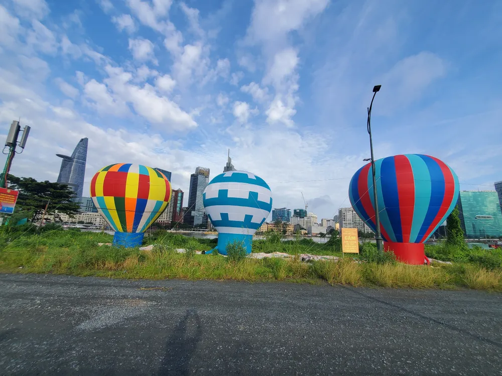 Khu vực thả khi khí cầu đang được chuẩn bị. Ảnh: THU TRINH