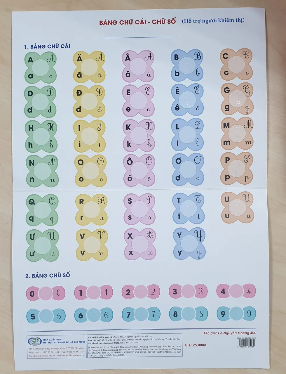 Bảng chữ cái nổi dành cho người khiếm thị được NXB ĐHSP TP.HCM ấn hành