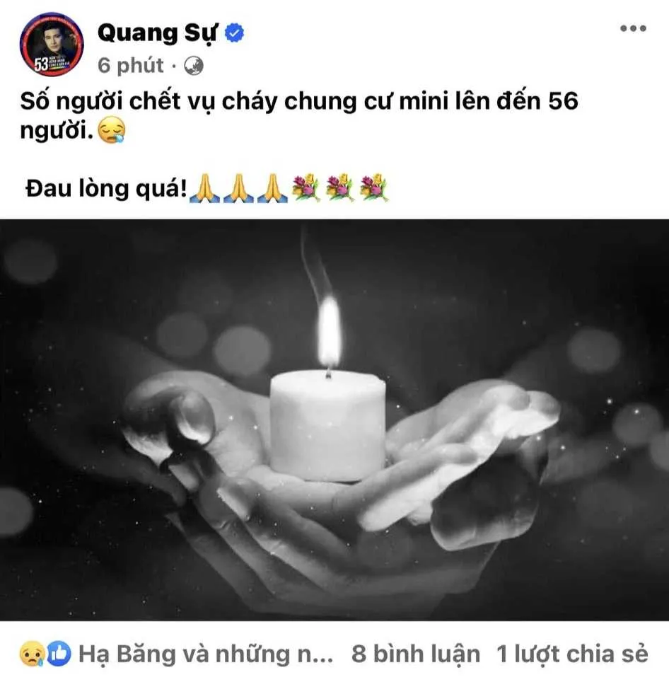 Chia sẻ của diễn viên Quang Sự. Ảnh: Chụp màn hình chay-chung-cu-mini.jpg