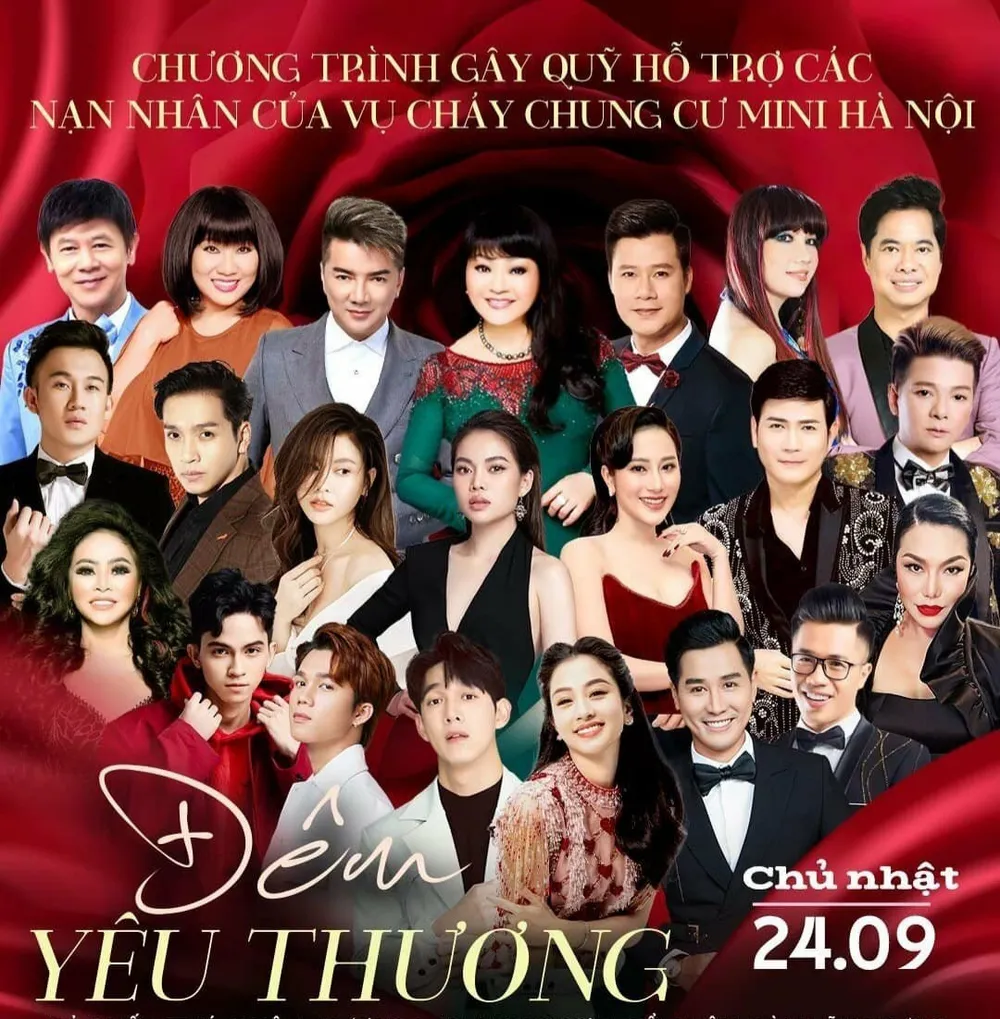 Đàm Vĩnh Hưng cùng hơn 20 nghệ sĩ tham gia đêm nhạc gây quỹ hỗ trợ nạn nhân vụ cháy chung cư mini tại Hà Nội. Ảnh: NSCC dem-nhac-yeu-thuong.jpeg