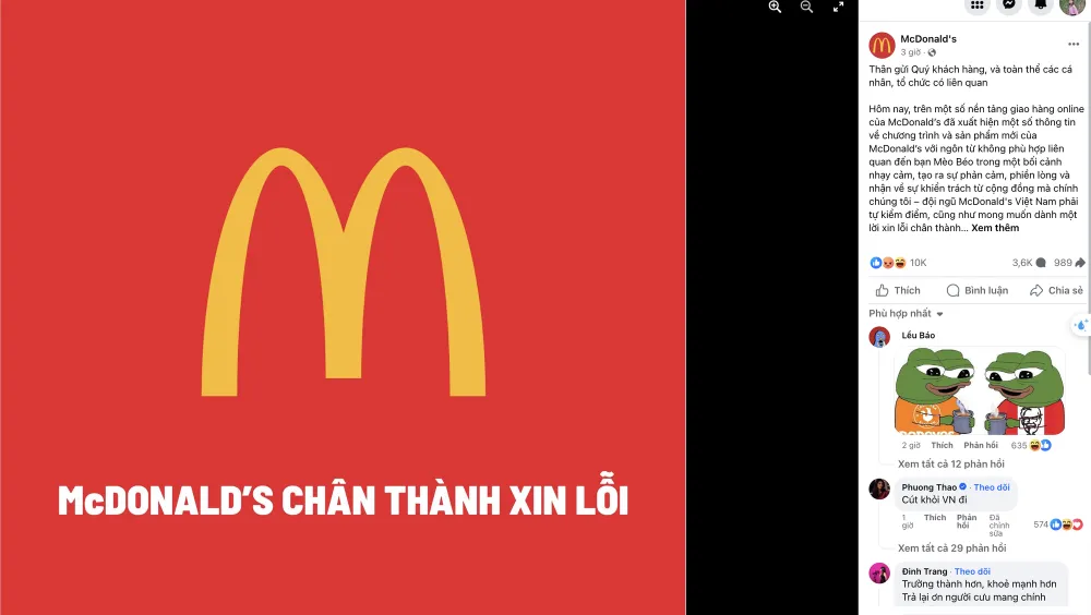 Phía McDonald’s lên tiếng về vụ việc gây phản cảm McDonald’s