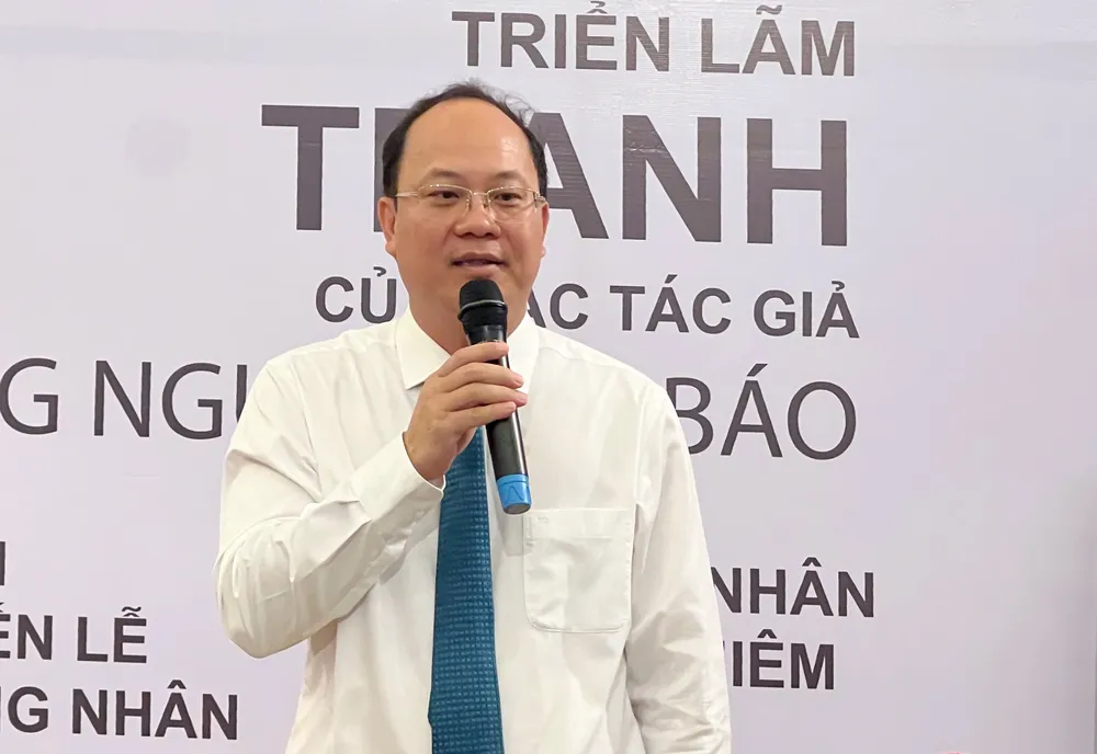 Nguyễn Hồ Hải, Phó Bí thư thường trực Thành ủy TP.HCM phát biểu. trien-lam-tranh.png