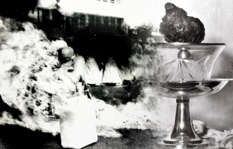 Hòa thượng Thích Quảng Đức vị pháp thiêu thân trong Pháp nạn 1963. ẢNH: GIÁC NGỘ ONLINE xa-loi-trai-tim-bo-tat-thich-quang-duc1.png