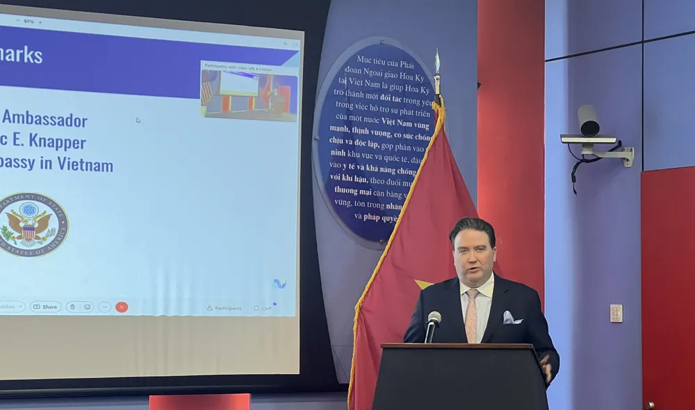 Đại sứ Mỹ tại Việt Nam - ông Marc Knapper cho biết "Select USA" là một trong những sự kiện lớn nhất về kêu gọi đầu tư vào Mỹ trong đó có hàng chục đại diện doanh nghiệp Việt - Ảnh: Ngọc Diệp Xuất khẩu phần mềm của doanh nghiệp Việt vào Mỹ có tiềm năng tăng trưởng rất mạnh