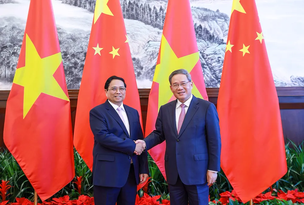 Chiều 24-6, tại TP Đại Liên, tỉnh Liêu Ninh, Trung Quốc, Thủ tướng Phạm Minh Chính có cuộc hội đàm với Thủ tướng Trung Quốc Lý Cường - Ảnh: VGP Thủ tướng Phạm Minh Chính hội đàm với Thủ tướng Trung Quốc Lý Cường