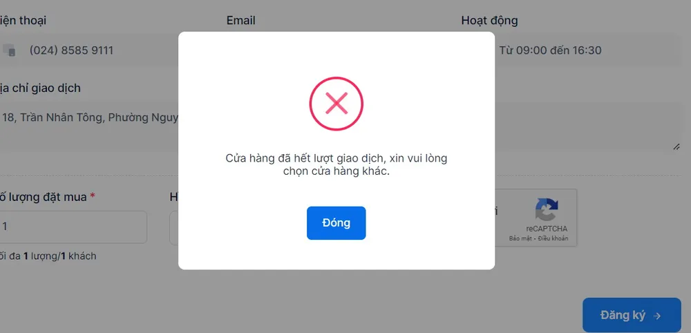 Thông báo hết lượt giao dịch tại SJC - Ảnh: Ngọc Diệp 0907Vang.jpg
