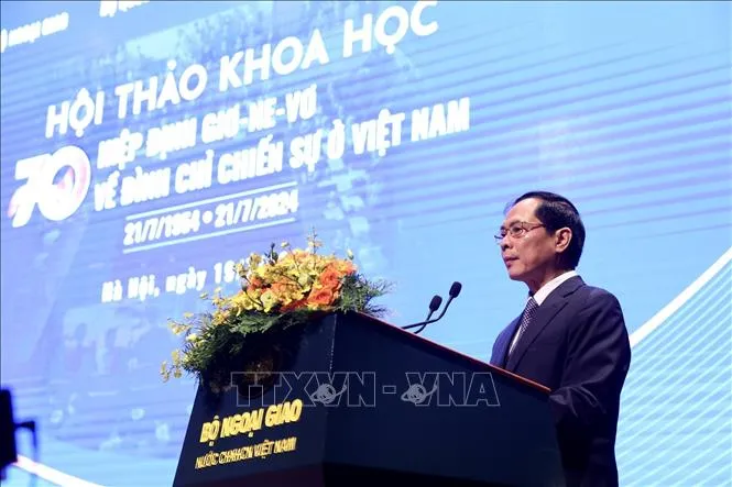 Bộ trưởng Bộ Ngoại giao Bùi Thanh Sơn phát biểu khai mạc đề dẫn hội thảo - Ảnh: TTXVN 1907.jpeg