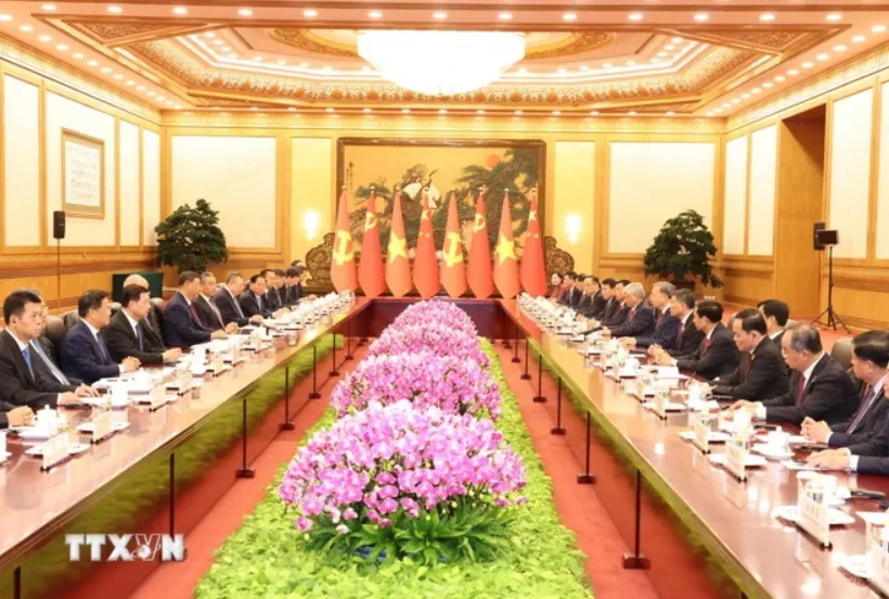 Tổng Bí thư, Chủ tịch nước Tô Lâm hội đàm với Tổng Bí thư, Chủ tịch nước Trung Quốc Tập Cận Bình. Ảnh: TTXVN 1908ToLam1.jpg