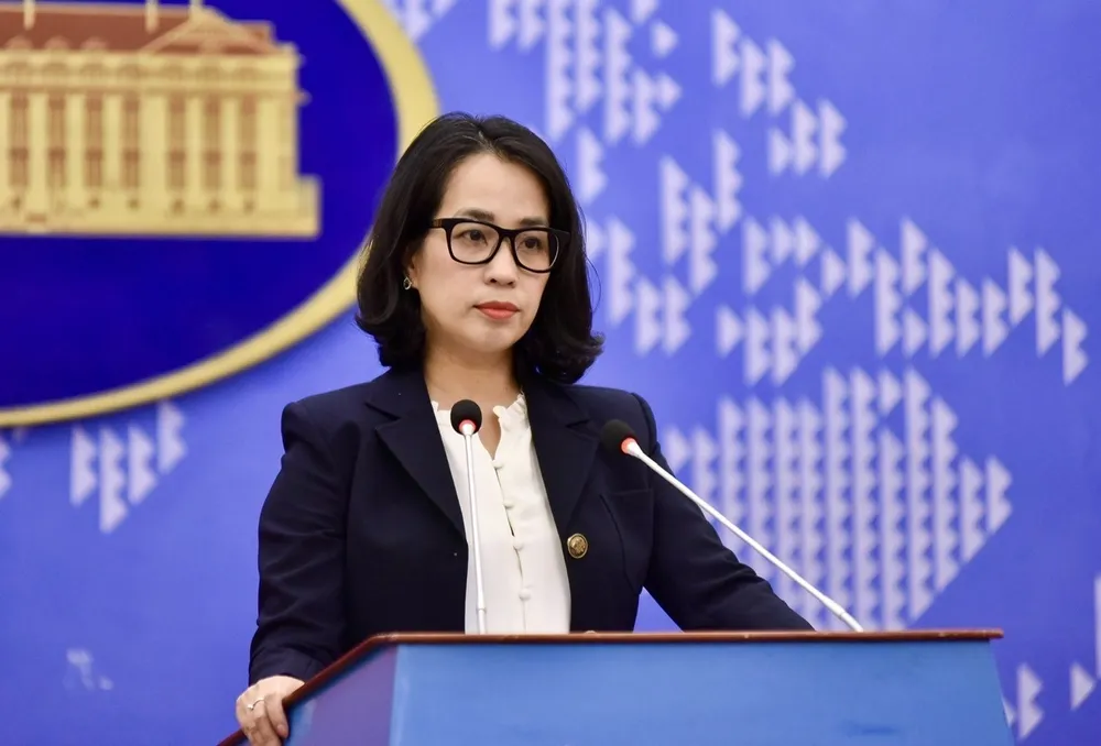 Người Phát ngôn Bộ Ngoại giao Việt Nam Phạm Thu Hằng - Ảnh: Bộ Ngoại giao Việt Nam lên tiếng về thông tin biểu tình phản đối tam giác phát triển Campuchia-Lào-Việt Nam