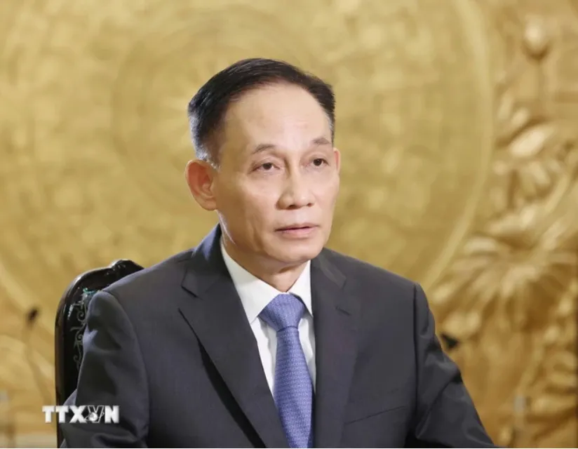 Trưởng Ban Đối ngoại Trung ương Lê Hoài Trung trả lời phỏng vấn báo chí (Ảnh: Phương Hoa/TTXVN) 2209LeHoaiTrung.jpg