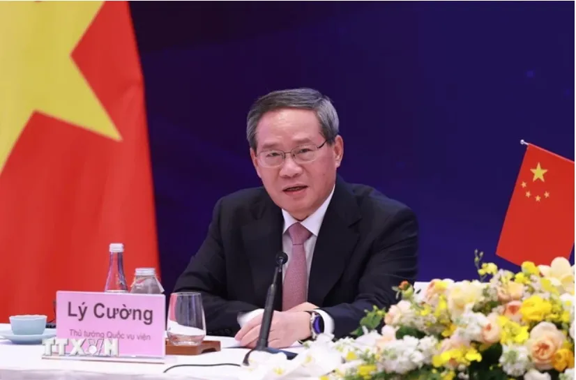Thủ tướng Trung Quốc Lý Cường phát biểu tại toạ đàm doanh nghiệp Việt Nam Trung Quốc. (Ảnh: TTXVN) 1310TrungQuoc3.jpg