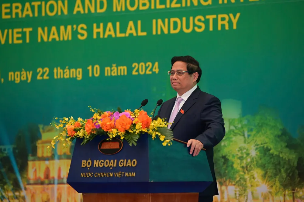 Thủ tướng Phạm Minh Chính phát biểu tại hội nghị. thị trường Halal